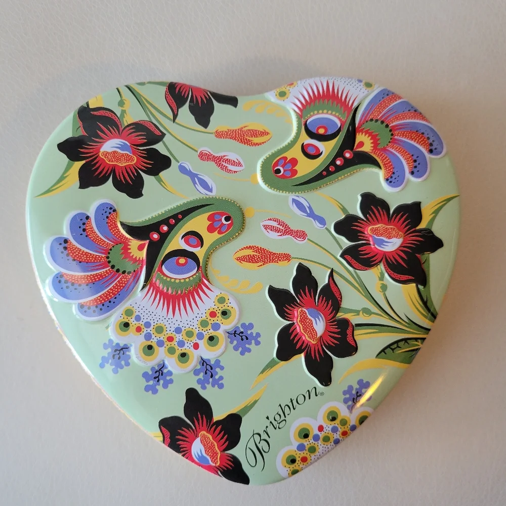 Brighton Heart-Shaped Tin ~ Pretty Boho Floral Pattern ~ VGUC